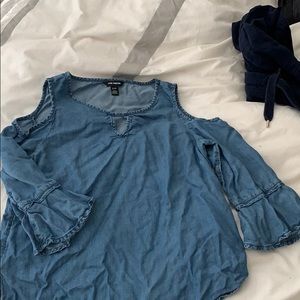 Denim off the shoulder shirt